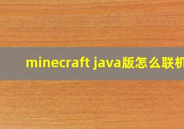 minecraft java版怎么联机